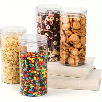 12 Piezas de Recipientes Herméticos Transparentes con Tapas - Contenedores Redondos Reutilizables para Alimentos, Conservación de Snacks, Galletas y Dulces, Lavado a Mano, Visibilidad Clara, Ideal para Despensa o Cocina