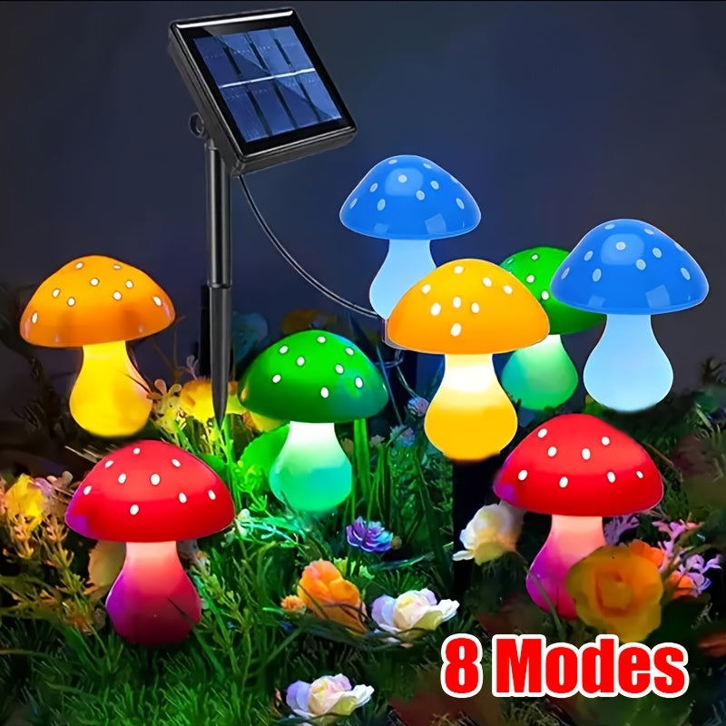 1 paquete de luces solares AMILL con 8 LED en forma de hongo, luces de jardín multicolor con 8 modos de iluminación, plástico resistente para decoración de jardín, caminos, camping, bodas y festividades