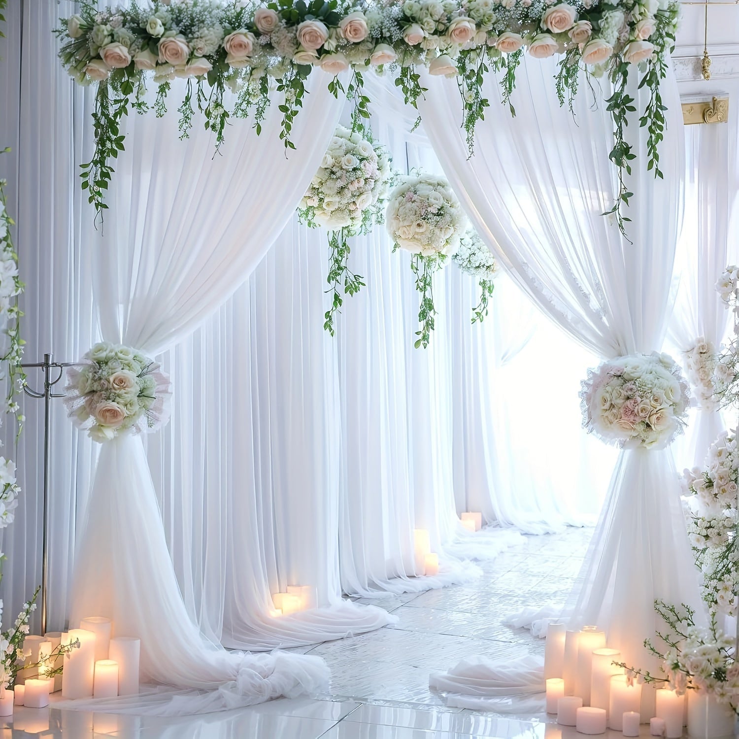2 piezas de Cortinas de Tela Púrpura Transparente Románticas para Fondo de Boda Escenario Techo Decoración, Poliéster 100% Color Sólido Tela Tejida Rectangular, Ideal para Navidad, Cumpleaños y Ambiente de Boda