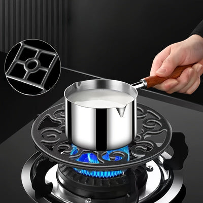 Soporte de Hierro Fundido Negro de Alta Durabilidad para Quemadores - Apto para Estufas de Gas y Sartenes Wok, Diseño de Patrón Decorativo, Accesorio Ideal para Utensilios de Cocina, Estabilidad de Utensilios de Cocina|Soporte para Sartén Wok|Construcció