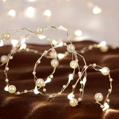 1 cadena de luces LED en forma de perla, adecuada para iluminación de escenario, dormitorios, bodas, decoraciones navideñas y festivas, alimentada por batería (sin incluir baterías, 199.95 cm/200.0 cm, 20 LEDs)