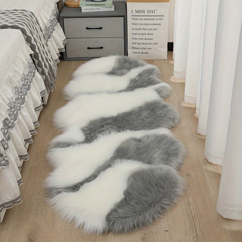Alfombra de peluche con bloques de color, suave, gruesa y lavable a máquina, para decoración de sala y dormitorio