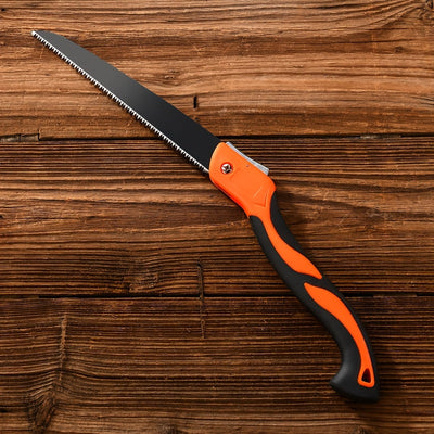 Cuchilla de mano plegable compacta para jardinería y carpintería - Hoja de metal duradera, mango ergonómico, cuchilla de poda portátil con hoja de acero SK5, diseño naranja y negro, cuchilla de carpintería | Diseño ergonómico | Cuchilla de metal duradera