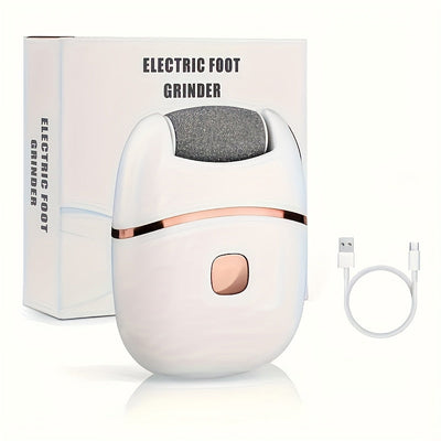 1 pieza de limpiador de pies eléctrico recargable con 3 cabezas de molienda reemplazables, pulido grueso para pies rotos y secos de color beige claro, carga USB portátil, diseño ergonómico para uso doméstico, limpiador de pies, herramienta de cuidado de