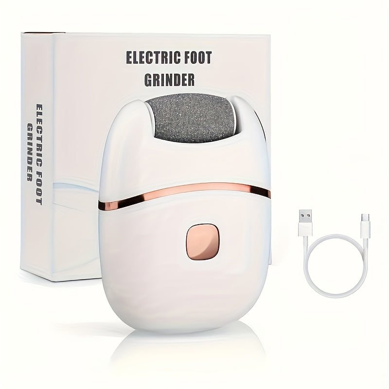 1 pieza de limpiador de pies eléctrico recargable con 3 cabezas de molienda reemplazables, pulido grueso para pies rotos y secos de color beige claro, carga USB portátil, diseño ergonómico para uso doméstico, limpiador de pies, herramienta de cuidado de