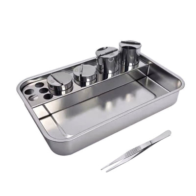 Juego de desinfección para herramientas de uñas de acero inoxidable, bandeja cubierta para instrumentos, ideal para salones de peluquería, tiendas de manicura y tatuajes