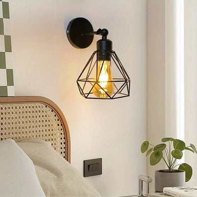 1 pieza, luz de pared ajustable de ángulo vintage negra, base de bombilla E27, luz de pared para sala de estar y dormitorio (sin bombilla)