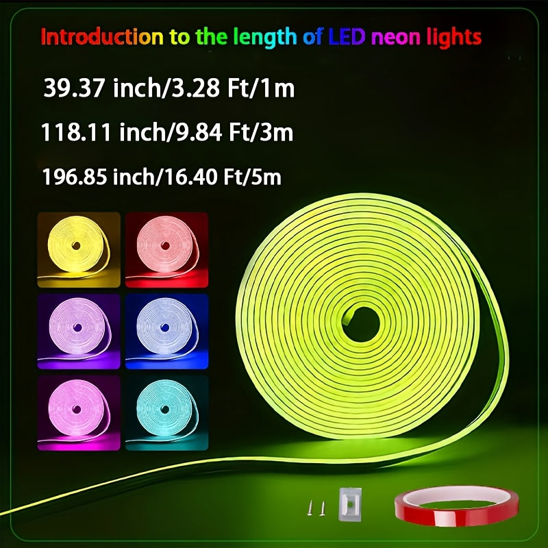 Barra de Luz LED Neon RGB Inteligente con Control Remoto de 24 Teclas - Luces LED RGBW, Alimentación USB (5V) para Fiestas, Hogar y Escenarios - Iluminación Decorativa Interior con Ajuste de Brillo y Color - Compatible con PC/TV/Mandos - Sin Necesidad de
