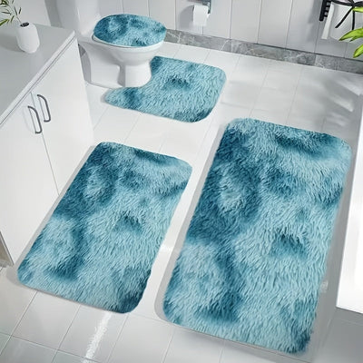 Juego de 4 Alfombrillas Esponjosas para Baño - Suaves, Absorbentes, Antideslizantes, Gruesas, Lavables a Máquina, Kit de Alfombras Rectangulares de Poliéster, Alfombras Antideslizantes|Decoración Elegante para Baño|Tapetes de Fibra de Poliéster, Alfombra