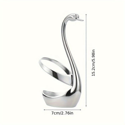 Soporte para cubiertos en forma de cisne de acero inoxidable 304, diseño elegante, sin tenedores ni cucharas, ideal para uso en catering o en el hogar, 1 unidad
