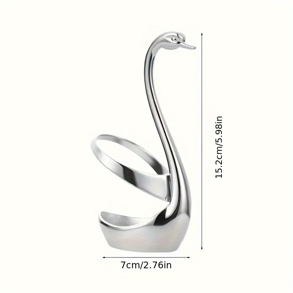 Soporte para cubiertos en forma de cisne de acero inoxidable 304, diseño elegante, sin tenedores ni cucharas, ideal para uso en catering o en el hogar, 1 unidad
