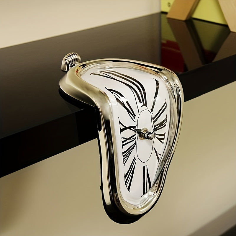 1 Unidad De Relojes De Pared Con Números Romanos Torcidos Surrealistas, Reloj De Estilo Surrealista, Accesorio Para El Hogar, Decoración De Reloj De Pared Distorsionada De Fusión, Decoración Del Hogar
