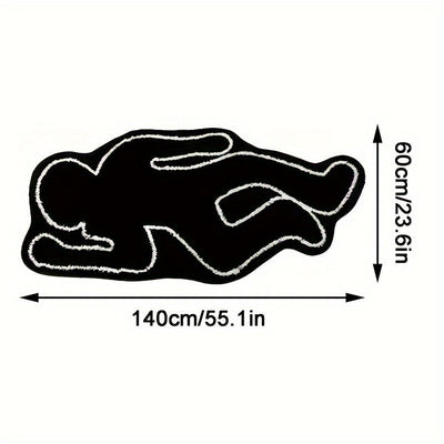 1 alfombra de terciopelo con diseño de contorno blanco y negro, suave, lavable, antideslizante con respaldo de TPR, para sala, dormitorio, cocina, baño y más, forma irregular única para decoración del hogar