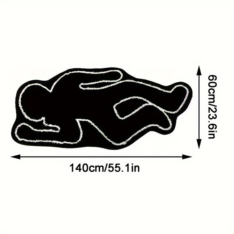 1 alfombra de terciopelo con diseño de contorno blanco y negro, suave, lavable, antideslizante con respaldo de TPR, para sala, dormitorio, cocina, baño y más, forma irregular única para decoración del hogar