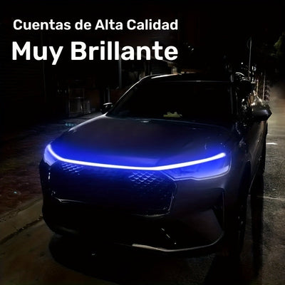 Luz LED para capó de coche, tira de acento de neón de 60 pulgadas, barra de luces de escáner de inicio multicolor, luces de neón de alto brillo de 12 V, con cableado rígido, para varios modelos, sin batería