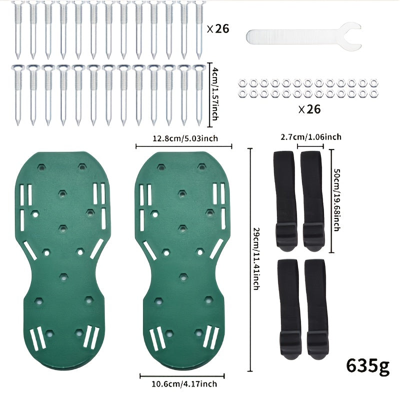 Un par de zapatos de jardín con clavos de 4.19 cm, ventiladores de césped de plástico y hierro resistentes, puntas de resina epoxi autoequilibradas para césped suelto y corte de pasto, herramientas manuales de jardinería, calzado robusto para exteriores,