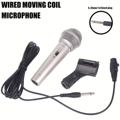1 micrófono de bobina móvil con cable profesional Rzosom, micrófono dinámico de mano con conector de 6,35 mm, patrón polar unidireccional, para karaoke, sistemas de megafonía, amplificadores, mezcladores, teclados electrónicos, transmisión en vivo, graba