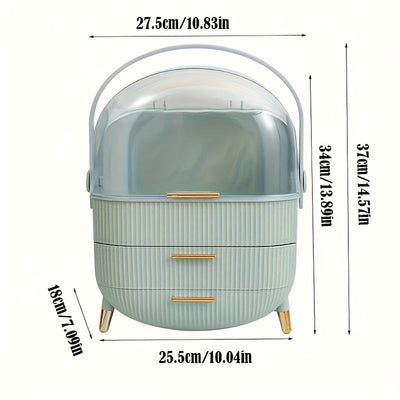 Organizador de Maquillaje Transparente Portátil con Cajón - Caja de Almacenamiento de Cosméticos a Prueba de Polvo para Cuidado de la Piel, Lápiz Labial y Mascarillas - Ideal para el Mostrador del Baño
