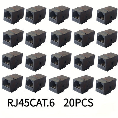 20pcs Adaptadores de Red Ethernet RJ45 CAT6 - Alta Velocidad 1Gbps, Macho a Macho , 100Mhz 10Mbps por Par, Cables Cat6 Duraderos para Oficina en Casa y Servidor Gaming, Instalación Fácil Sin Necesidad de Energía, Conectividad Inteligente, Construcción Ro