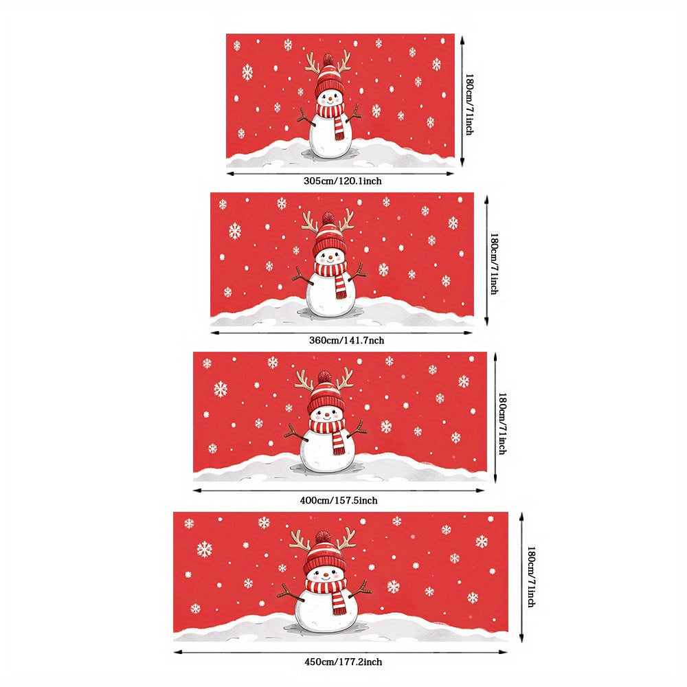 2D Banner de Puerta, 1 Pieza, Fiesta Navideña, Alce y Hombre de Nieve 2D, Impresión Plana, Banner de Puerta de Garaje - Decoración de Vacaciones Duradera de Poliéster con Copos de Nieve Rojos, Perfecto para Navidad, Bodas, Fiestas Hawaianas y Decoración