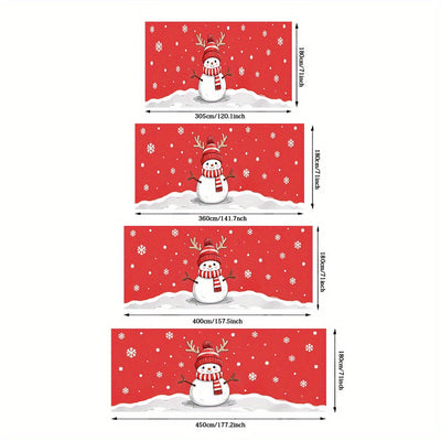 2D Banner de Puerta, 1 Pieza, Fiesta Navideña, Alce y Hombre de Nieve 2D, Impresión Plana, Banner de Puerta de Garaje - Decoración de Vacaciones Duradera de Poliéster con Copos de Nieve Rojos, Perfecto para Navidad, Bodas, Fiestas Hawaianas y Decoración