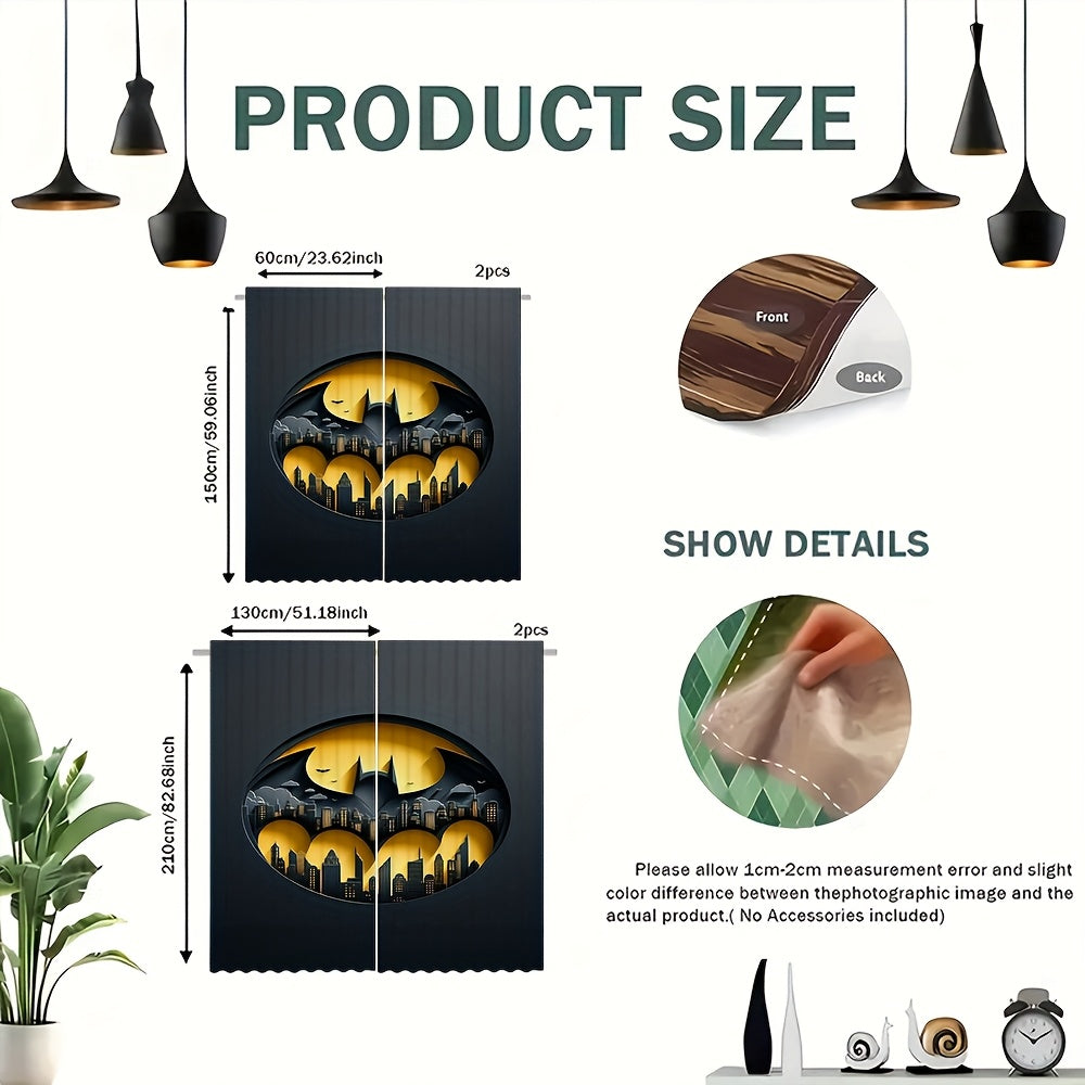 2 cortinas de Batman, decoración para el hogar, varios tipos de habitaciones, oficina, semi-opacas, ideales para baño, dormitorio, casa de vacaciones, camping, sala de estar, estudio, decoración para fiestas, regalos para fiestas, regalo de Año Nuevo, Na