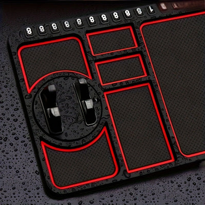 Soporte para Teléfono de Tablero del Coche con Placa de Matrícula Temporal y Aromaterapia, Base Antivibración Universal, Alfombrilla Antideslizante Compatible con 4 en 1