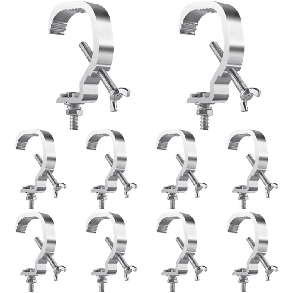 10-Unidad de Sujeción de C de Plata Gris para Iluminación de Escenario, 1.18-2 Pulgadas, Ajuste de Tubo de 30-50mm OD, Capacidad de Carga de 24,95KG, Sin Cargar, No Requiere Batería, Sujeción de Truss Versátil para Luces de Punto DJ y Luces de Cabeza Móv
