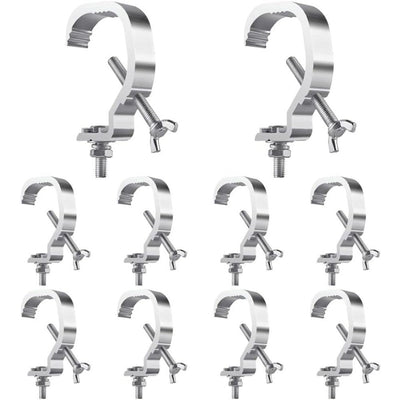 10-Unidad de Sujeción de C de Plata Gris para Iluminación de Escenario, 1.18-2 Pulgadas, Ajuste de Tubo de 30-50mm OD, Capacidad de Carga de 24,95KG, Sin Cargar, No Requiere Batería, Sujeción de Truss Versátil para Luces de Punto DJ y Luces de Cabeza Móv