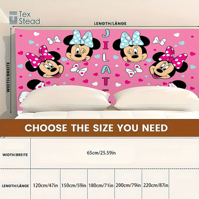 Fundas de Cabecero Suave de Disney Minnie Mouse - Rosa con Lazos Blancos y Corazones, Diseño Divertido de Dibujos Animados para Decoración de Dormitorio, Protege los Cabeceros, Lavables a Máquina