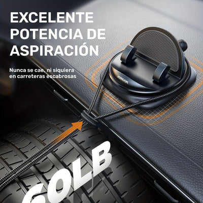 JOYROOM Soporte de teléfono para coche [Diseño de resorte ajustable] Soporte de teléfono para salpicadero 360° rotativo con silicona antideslizante compatible con Iphone, Samsung y otros teléfonos inteligentes.