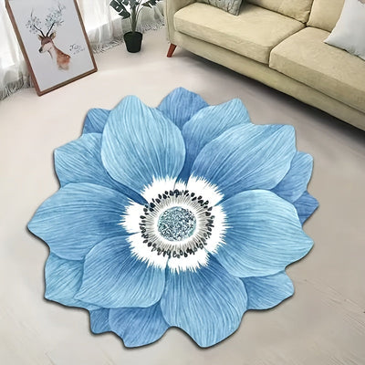1 cojín de piso floral 3D, alfombra de poliéster de forma irregular, liviana y lavable, decorativa para dormitorio, sala, baño o camping - decoración para el hogar lavable a máquina