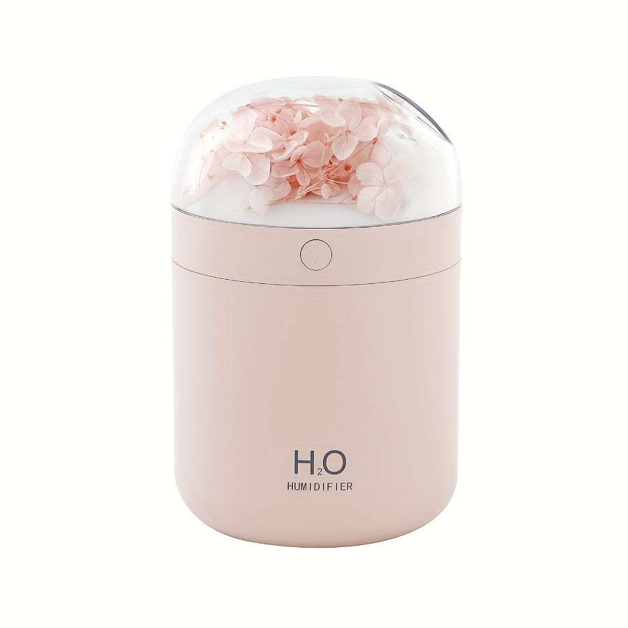 Humidificador de Alta Calidad con Flores Románticas Eternas y Aromaterapia - Luz de Degradado Colorido, Hidratación de Belleza Nano Mist, Alimentado por USB, 500ml
