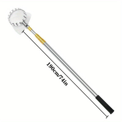 1pc Recogedor de frutas extensible de acero inoxidable con varilla telescópica - Herramienta de cosecha de jardín para alcanzar manzanas, caquis, mangos, nísperos con cesta de absorción de impactos, alcance de 74 pulgadas