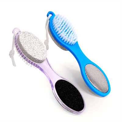 1 juego de 4 en 1 para pedicura: cepillo exfoliante para pies, lima, piedra pómez, cepillo para uñas y papel de lija, para cuidado de pies secos y húmedos, removedor de piel muerta, color beige claro