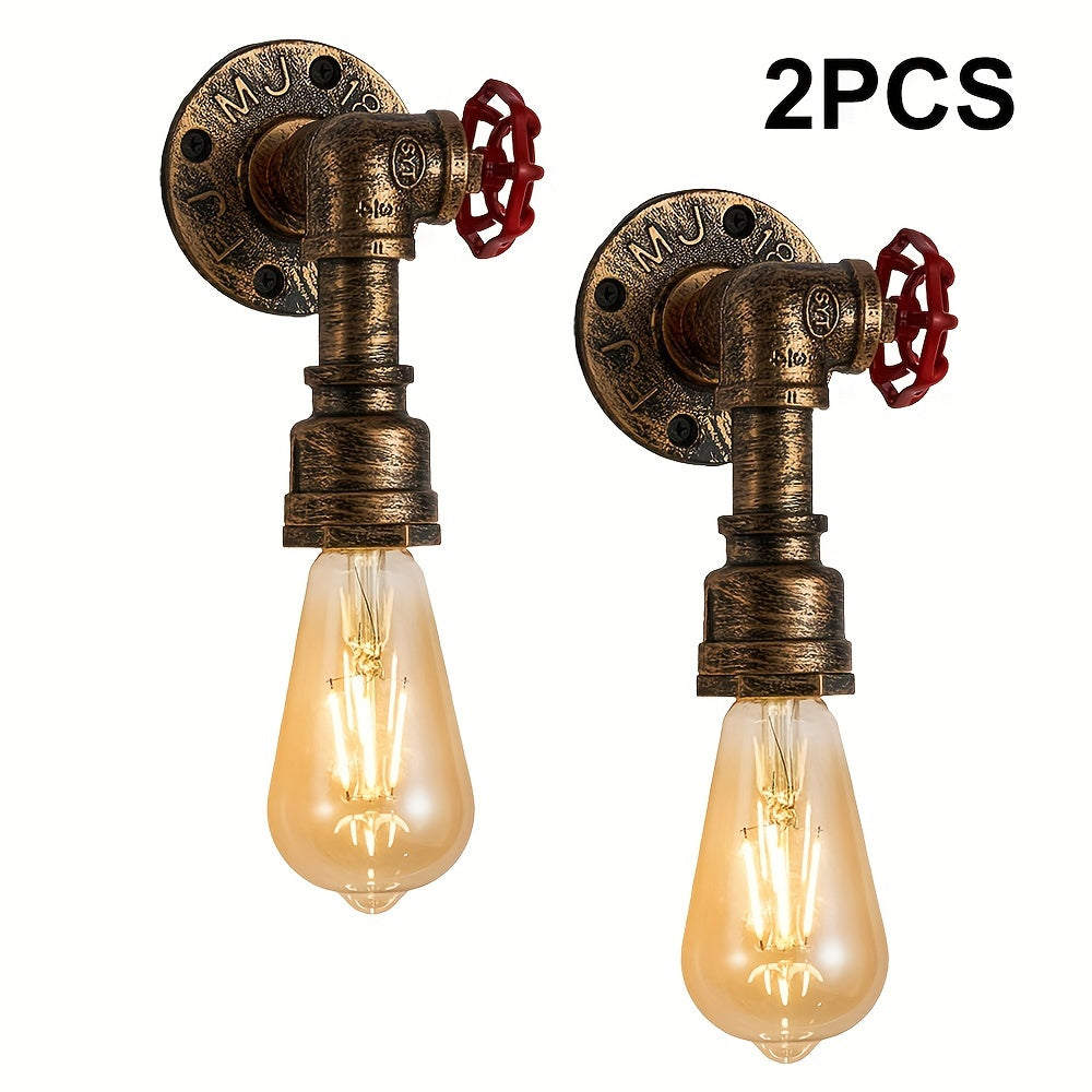 Apliques de Pared de Tubo Industrial - 1/2pcs Luces Metálicas Vintage para Dormitorio, Pasillo, Estudio - Bombilla E27 Incluida, Fácil Instalación