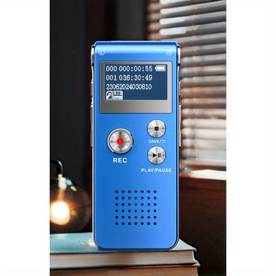 Grabadora de voz digital de 8 GB con reproductor de MP3 - Batería recargable de polímero de litio, 6 modos de grabación, activación de voz (VAR), capacidad de grabación de audio de hasta 650 horas, azul y negro, grabadora de audio portátil, dispositivo d