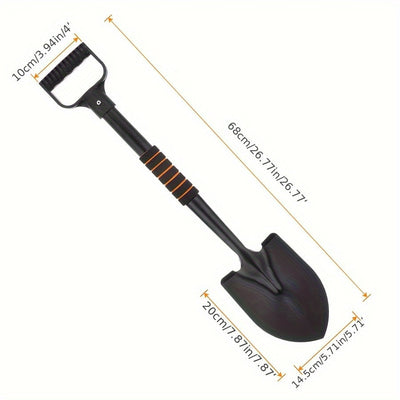 Paleta Multifuncional Plegable para Camping - Mango en Forma de D, 68 cm, Construcción Metálica Duradera, Ligera y Portátil para Senderismo, Supervivencia y Jardinería - y Amarillo, Equipo de Campamento, Esencial para Excursionistas, Diseño Compacto, Her