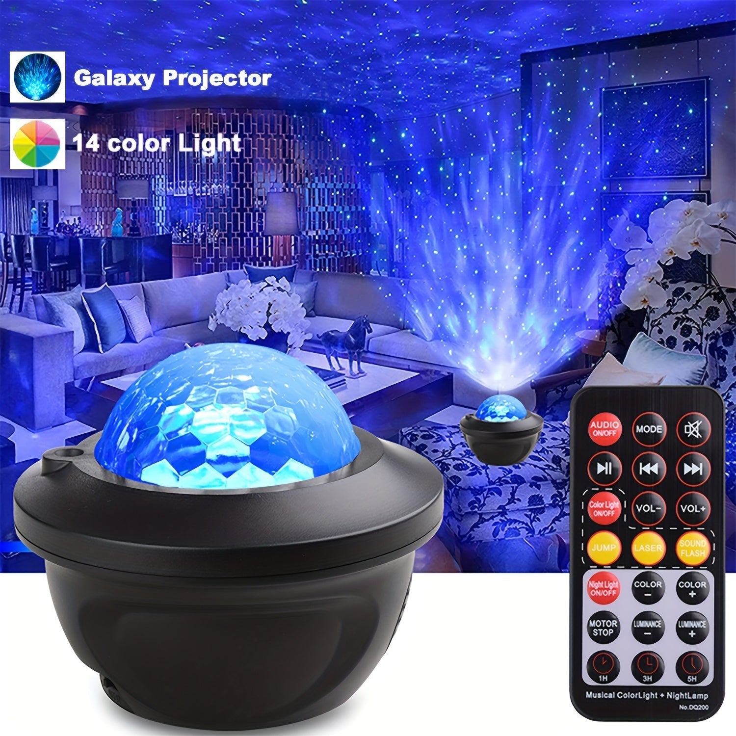 Proyector De Galaxias, Proyector De Luz Nocturna, Luz Nocturna De Cielo Estrellado LED De 14 Colores Para Decoración De Hogar Y Dormitorio Con Luz De Fondo Para TV