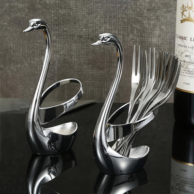 Base de cisne de acero inoxidable elegante con diseño creativo - Ideal para fiestas, bodas y uso doméstico, sin contacto con alimentos.