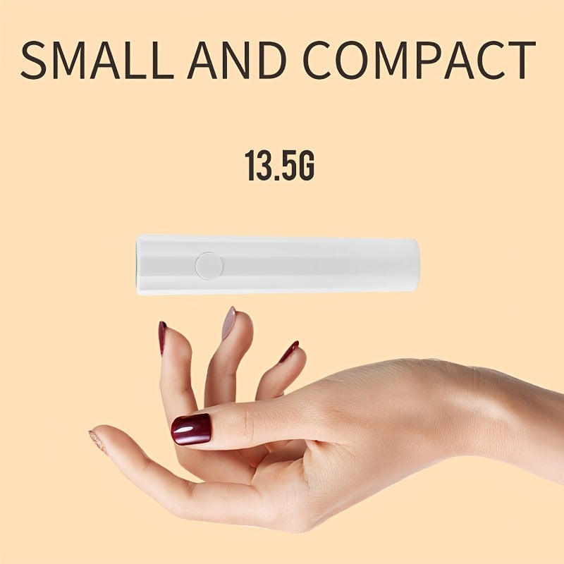 Luz de arte de uñas eléctrica recargable - Lámpara de secado de esmalte de uñas inalámbrica alimentada por USB con 3 colores (blanco/azul/rosa), diseño compacto y portátil para manicura en casa, arte de uñas DIY, secado rápido, estilo elegante, plástico