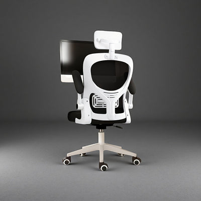 Silla de oficina ergonómica, diseño cómodo y transpirable, 4 estaciones - 12 meses, silla ejecutiva para hogar y oficina, inclinación manual, fácil de limpiar, [3 colores disponibles], base giratoria de 360°, [11 festividades para usar]