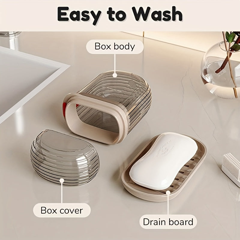 Juego de jabonera y soporte de cepillo de dientes portátil 2 en 1, plástico duradero, forma ovalada, fácil de lavar, esencial para camping, gimnasio, accesorios de baño