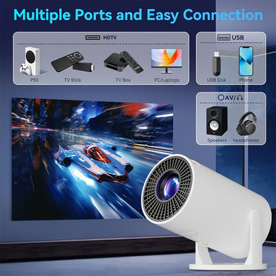 Proyector portátil mini - Enchufe de EE. UU., Proyector de cine en casa LED, Soporta 1080P, Compatible con teléfonos inteligentes/tabletas/ordenadores portátiles/pinzas de TV/discos USB, Ángulo de proyección ajustable de 180°