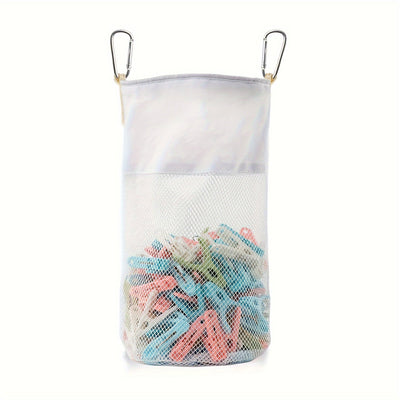 1 Pieza, Bolsa De Almacenamiento De Tela Con Clip De Malla Con Mosquetones, Organizador Colgante De Pared O Armario De Gran Capacidad, Para Suministros De Oficina Y Hogar