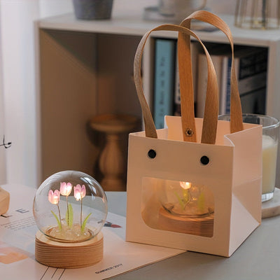 [Luz Nocturna Mini Tulipán Hecho] Luz Nocturna Mini Tulipán Hecho a Mano de 2.36in - Perfecto para Decoración de Habitación, Acento de Escritorio, Ambiente - Ideal para Regalo de Navidad, Día de San Valentín, Cumpleaños de Pareja