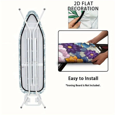 Funda para tabla de planchar, decoración plana 2D con borde elástico - diseño azul, tamaño estándar, ideal para lavandería en casa, regalo perfecto para amantes de manualidades, accesorios para lavandería, 1 unidad (sin tabla incluida), diseño plano 2D