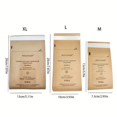 100 bolsas de almacenamiento autoadhesivas de papel kraft - bolsa higiénica autosellante resistente al calor, ideal para cosméticos, herramientas de uñas y mascarillas | Alta calidad, sin necesidad de electricidad, diseño práctico para artículos personal