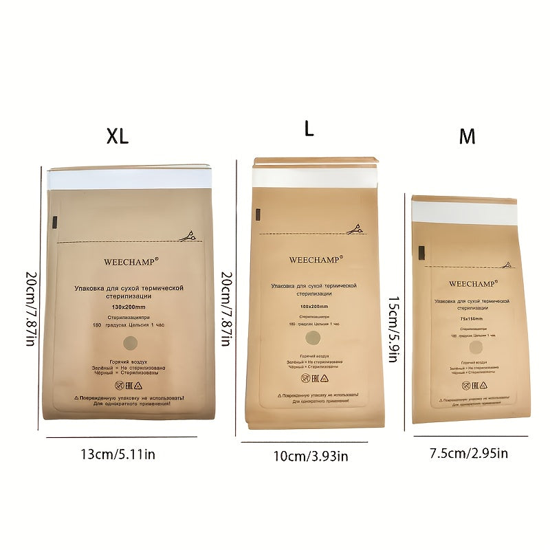 100 bolsas de almacenamiento autoadhesivas de papel kraft - bolsa higiénica autosellante resistente al calor, ideal para cosméticos, herramientas de uñas y mascarillas | Alta calidad, sin necesidad de electricidad, diseño práctico para artículos personal