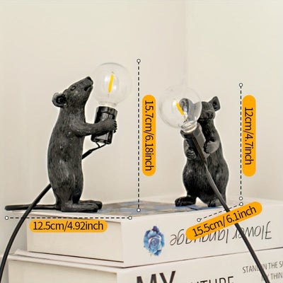 Lámpara de mesa encantadora Cheese Guardian, alimentada por USB, hecha de resina con botón de control, luz ambiental para decoración del hogar, ideal para dormitorio y sala de estar, perfecta para decoración de habitación